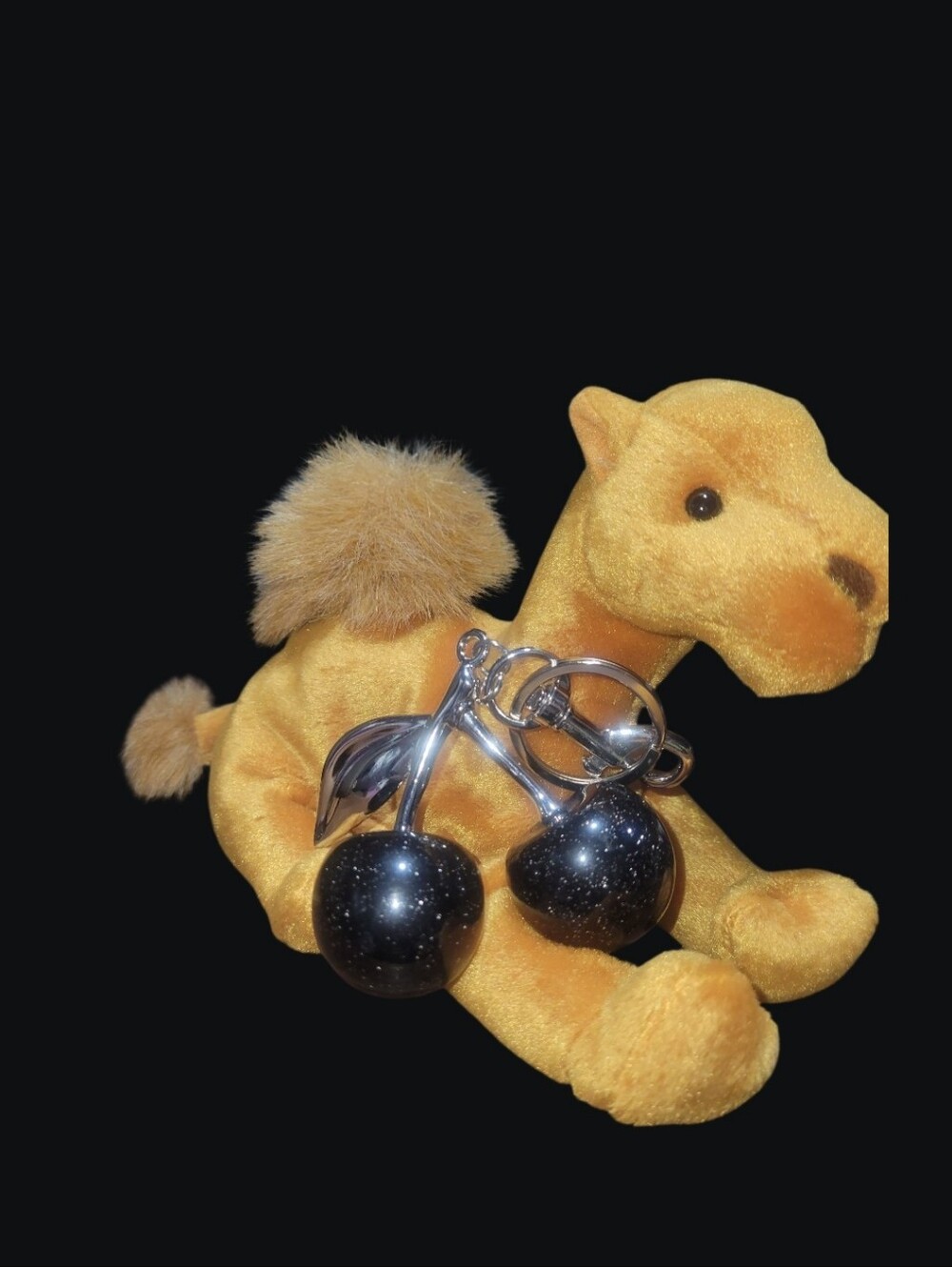 Blach Cherry Bag Charm With Silver Hardware (Camel Not Included)